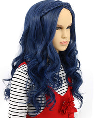 Child Kids Long Wave Blue Wig Halloween Cosplay Wig Anime Costume Party Wig