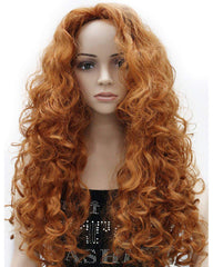 Synthetic Wig Long Hair Curly Wavy Full Head Halloween Wigs Cosplay Costume Party Hairpiece Fox Red
