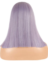 Synthetic Straight Hair 13x6 Lace Front Wig 14inch Light Purple Bob Wig for Women Pre Plucked with Natural Hairline and Baby Hair