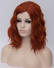 Short Curly Full Head Wig Heat Resistant Daily Dress Carnival Party Masquerade Anime Cosplay Wig and Wig Cap Orange Color 35CM