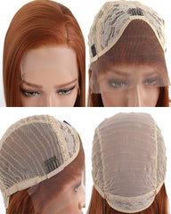 Synthetic Hair Lace Front Wigs 14inch Short Bob Wig for Women Copper Orange Straight Hair