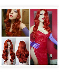 Synthetic Wig Christmas Present Copper Red Hair Female Cartoon Character Big Wave Wig
