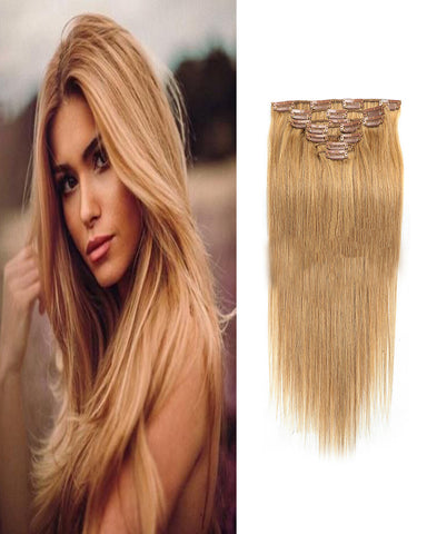 Clip In Human Hair Extensions Brazilian Remy Straight Hair #27 Color 7 Pieces/Set 120 grams