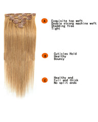 Clip In Human Hair Extensions Brazilian Remy Straight Hair #27 Color 7 Pieces/Set 120 grams