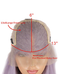Synthetic Straight Hair 13x6 Lace Front Wig 14inch Light Purple Bob Wig for Women Pre Plucked with Natural Hairline and Baby Hair