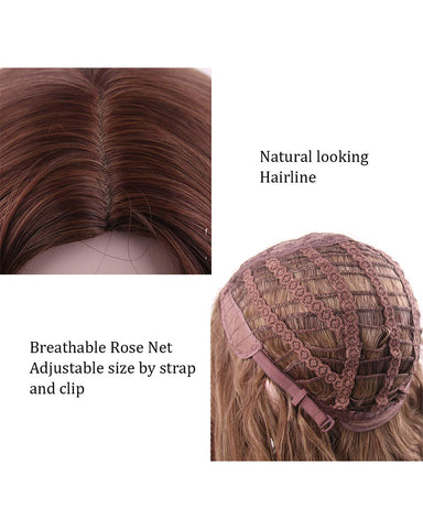 Brown Wigs for Women Ombre Blonde Long Wavy Synthetic Wigs with Wig Cap Brown to Blonde Color