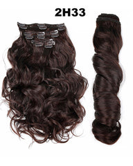 Clip In Synthetic Hair Extensions 8 Pieces 22inch Long Hairpiece Wavy Heat Resistant Hair