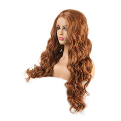Long Curly Brown Wigs for Women Synthetic Hair Wig Middle Parting