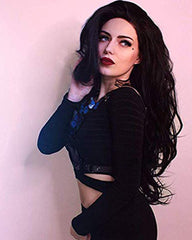 Long Wave Synthetic Wigs for Black Women with Free Wig Cap Natural Black Lace Front Wig 24inch