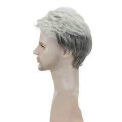 Gray White Cosplay Short Wigs for Men Costume Party Natural Curly Synthetic Wig