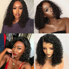 4*2 Lace Front Wigs Water Wave Curly Wig for Women Side Part Synthetic Natural Hairlin