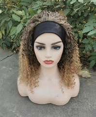 Headband Wig for Women Afro Kinky Curly Wig 1B/27 Short Curly Black Synthetic