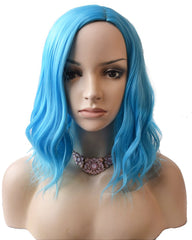 Synthetic Wave Hair Short Bob Wig for Cosplay Costume Party Light Blue Color