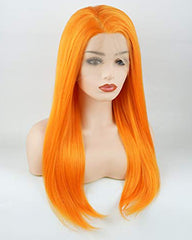 Straight Long 24inch Orange Heavy Density Realistic Synthetic Lace Front Wigs