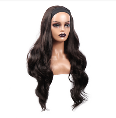 Headband Wig Dark Brown Long Wavy Synthetic Heat Safe Wigs For Woman Wigs