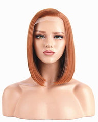 Synthetic Hair Lace Front Wigs 14inch Short Bob Wig for Women Copper Orange Straight Hair