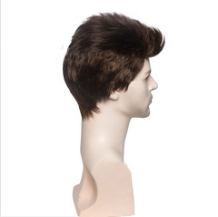 Men's Short Pixie Cut Wigs Brown Synthetic Wigs ]Retro Natural Looking Wigs