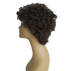 Brazilian Short Kinky Curly Real Human Hair Wigs With Bang Glueless No Lace Wigs