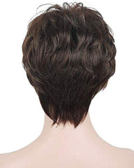Short Wigs for Women Human Hair Wigs with Bangs Dark Brown Hair Wig