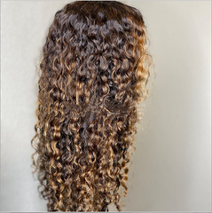 Long Brown Ombre Highlights Curly Layers Heat Safe Synthetic Hair Wig