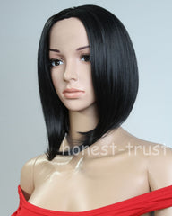Women Black Short Bob Wigs Straight Synthetic Heat Safe Cosplay Party Wear