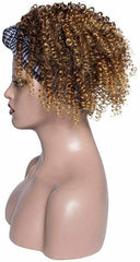 Afro Synthetic Wig Kinky Curly Drawstring African American Wig with Headband