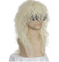 Pop Long Curly Wave Black Blonde Wig Synthetic Cosplay Xmas Gift for Men Women