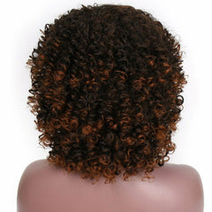 Short Curly Wigs for Women Dark Brown Afro Kinky Curly Wig & Bangs Fluffy Hair