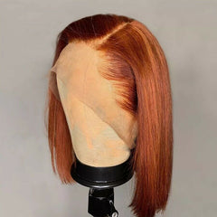 Woman Ginger Orange Bob Wig Lace Front Wig Synthetic Heat Safe Daily Coslpay Use