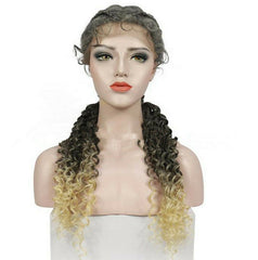 Hand Swiss Synthetic Lace Front Dutch Twins Braid Wig with Baby Hair Middle Part