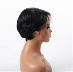 1B/PINK Short Straight Wig Side Part Wig Synthentic Black Mix Pink Color