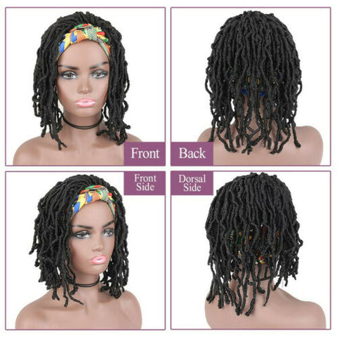 Dreadlock Wig Curly Headband Wig for Black Women Curly Wavy Braided Wigs