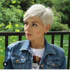 Cosplay Women Short pixie Cut Hair White Gray Silver Straight synthetic Wigs New