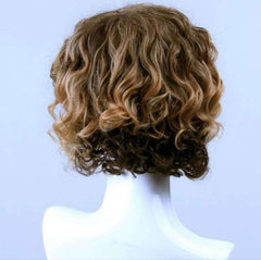 Short Curly Wavy Wig Dark Roots Ombre Brown Blonde Synthetic Wigs For Men Daily