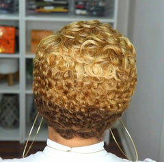 Short Pixie Wigs Wave Pixie Cut Wigs Synthetic Short Wigs Dark Blonde to Brown