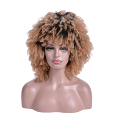 Afro Kinky Curly Dark Root Blonde Synthetic Wigs for Black Womans Wigs Party