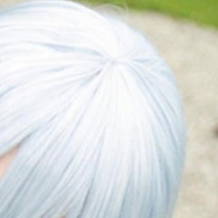 Long Straight Cosplay Wig Light White Blue Synthetic Hair Wigs With Bangs