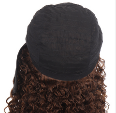 Kinky Curly Wigs Brown Synthetic Hair Wigs Headband Wigs Hair Machine Made Soft
