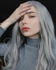 Long Straight Grey Wig Cosplay Wigs Synthetic Hair Full Wig Heat Charisma Party