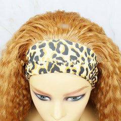 Long Afro Yaki King Curly Wig Gold Color With Headband Wig Synthentic 8 pro