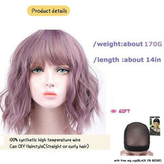 Halloween Cosplay Wig Short Wavy Curly Hair Bob Wigs With Bangs Cosplay Party