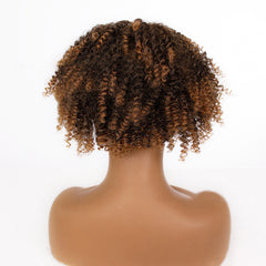 Short Synthetic Head-Wrap Wig Curly African Ombre Blonde Afro Full Wig Headband