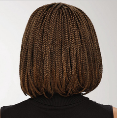 Brown Braided Wig Synthetic Soft Hair Straight Box Twist Braids with Bang
