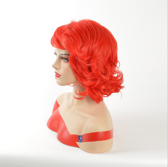 Red Wig Women's Wig Short Bob Long Bob Middle Part Wavy Synthetic Hair With Bang