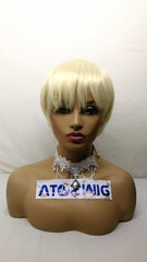 Short Pixie Cut Wigs Grey Wig with Bangs Highlight Natural Layered for Daily Use