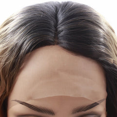 Lace Front Wig Ombre Brown Auburn Blonde Mixed Highlights Curly Layers Heat Safe