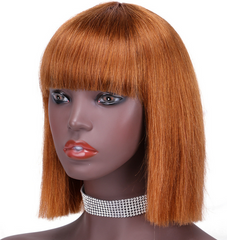 Human hair wig 30# Full wigs mechanism Bobo headgear straight human hair bobo wigs