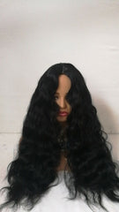 Long Body Wave Synthentic Wig Middle Part Heat Resistant Gluless Fiber Hair Wig