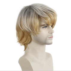 New Man Wig Short Wig Men Male Daily Wear Hair Full Wig Light Gold Wigs