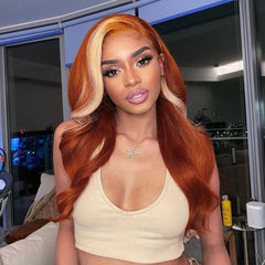 Women Long Wave Blonde Finger Orange Lace Front Wig Heat Safe Costumes Wig